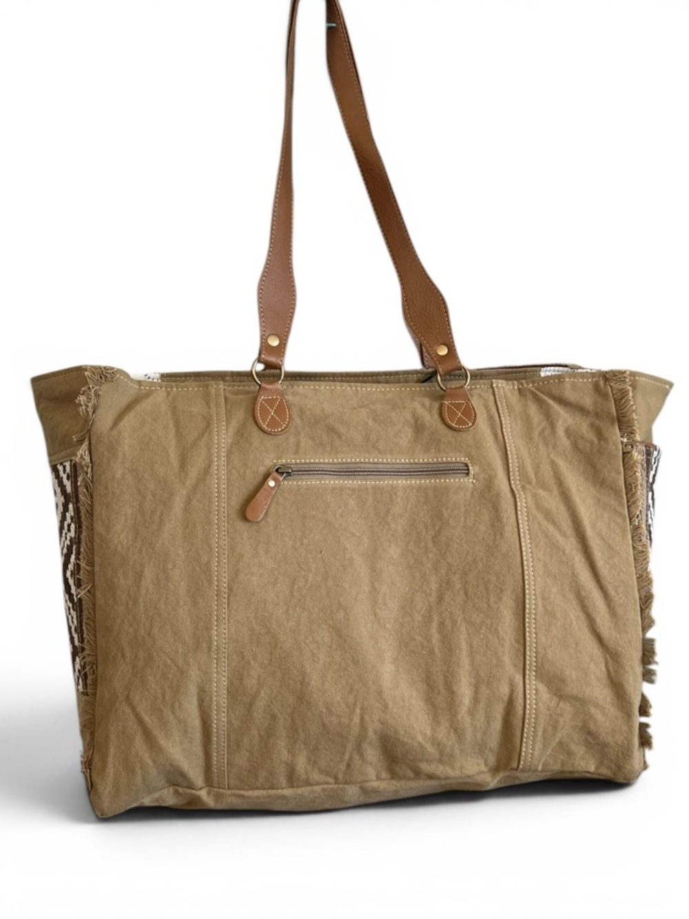 Myra Bag Western Cowhide Weekender Leather Duffle Travel Carry On Boho Cowgirl - Picture 9 of 11